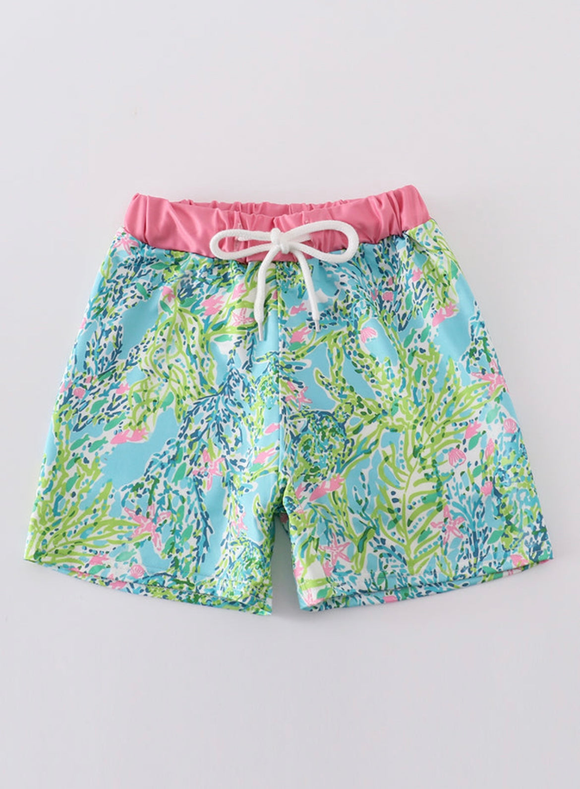 Boys Green & Pink Swimtrunks