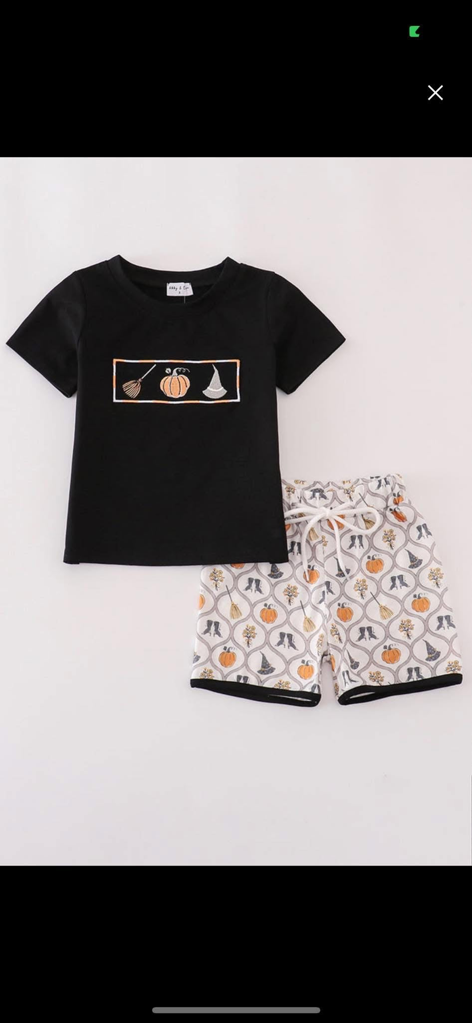 All Things Halloween boys short set