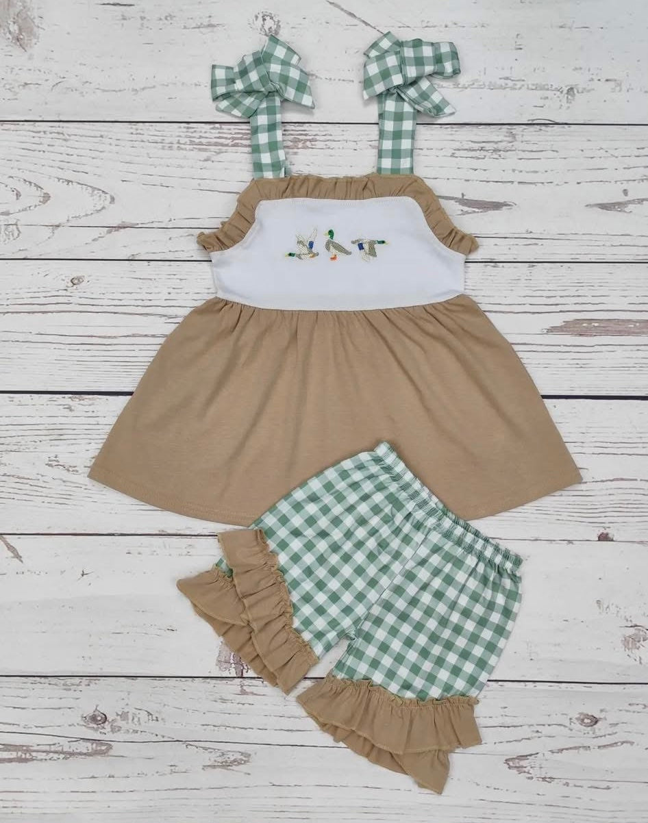 Girls Green Duck Short Set