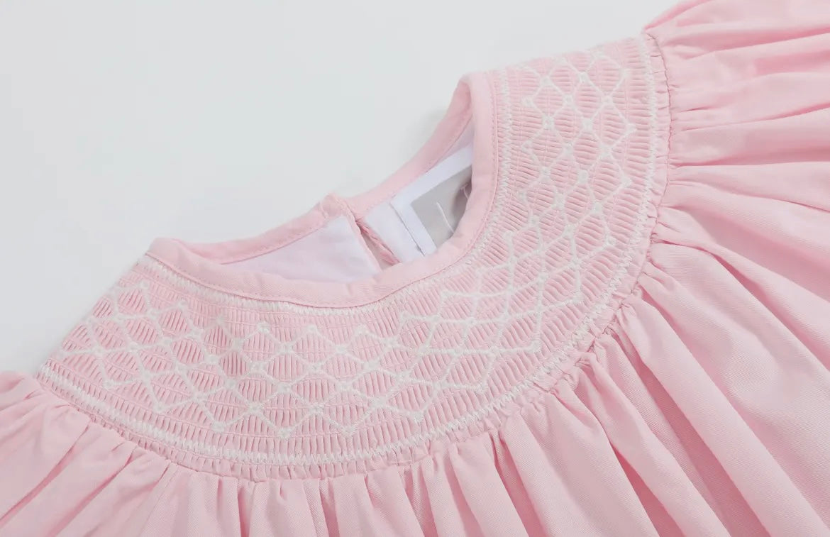 Pink & White Smocked Bishop Dress