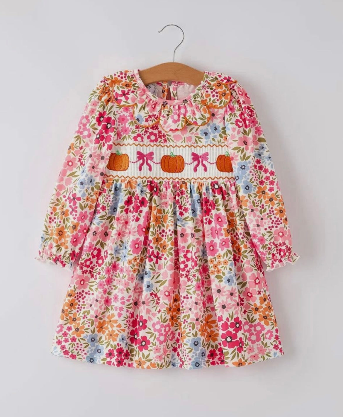 Pumpkin & Bow Floral Dress