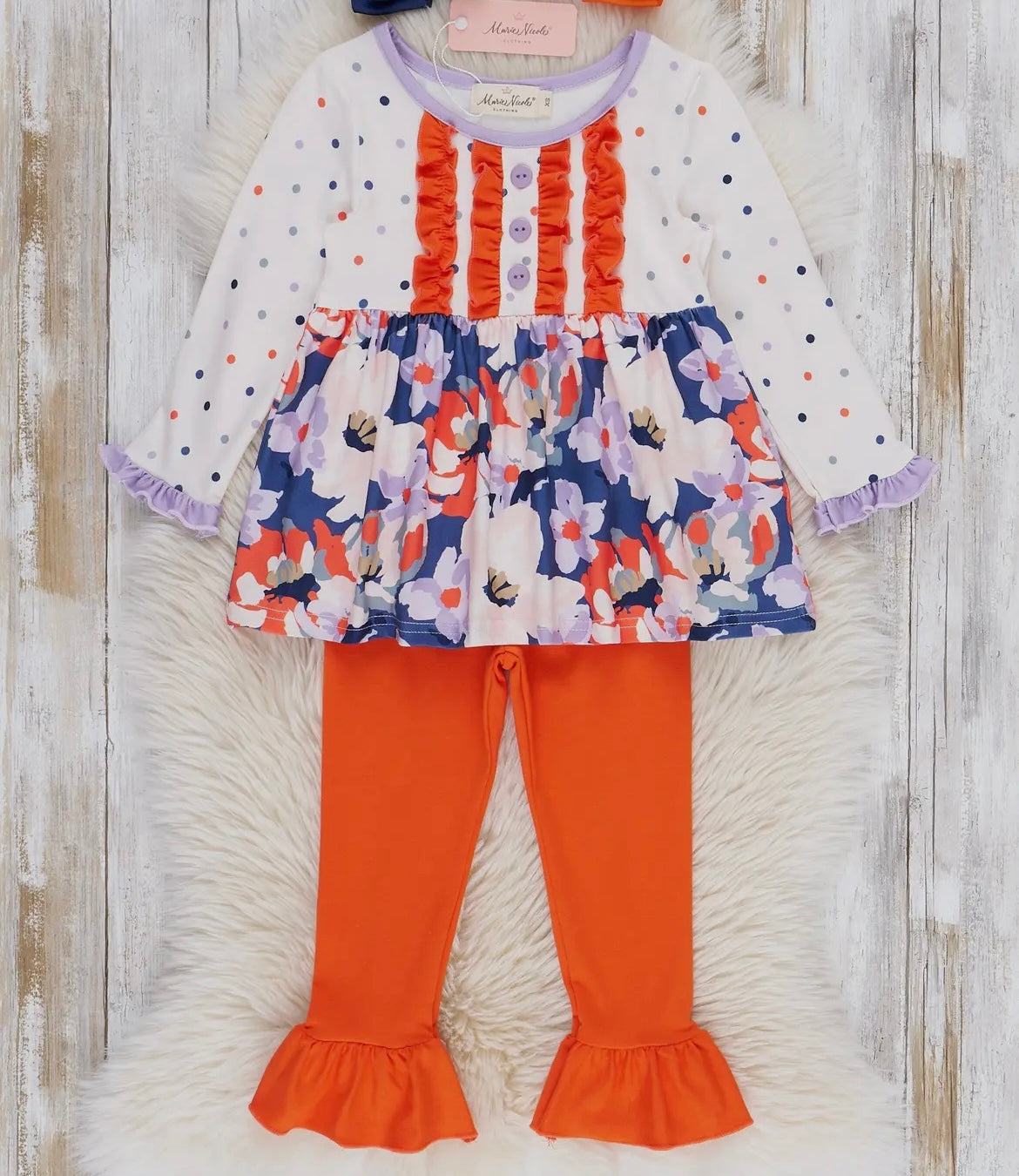 Orange Floral Polka Dots