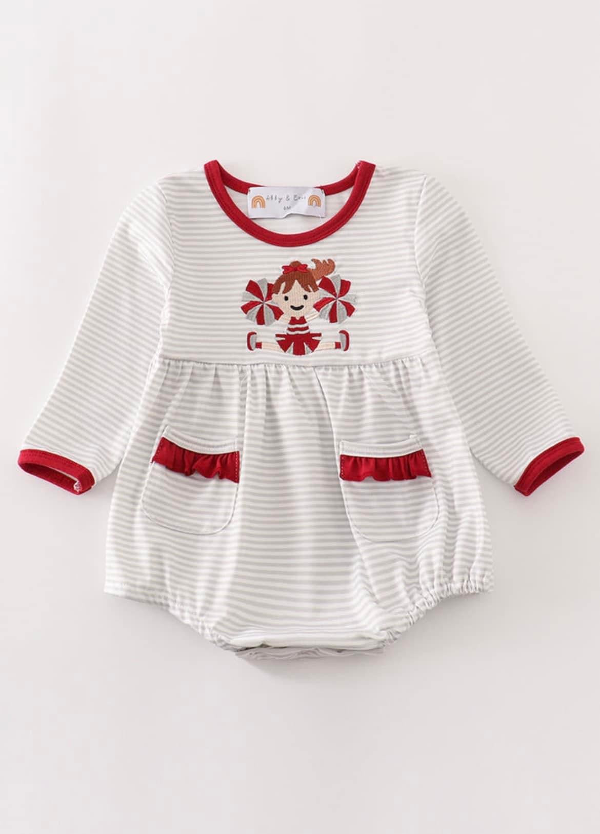 Grey And Crimson Cheer Romper