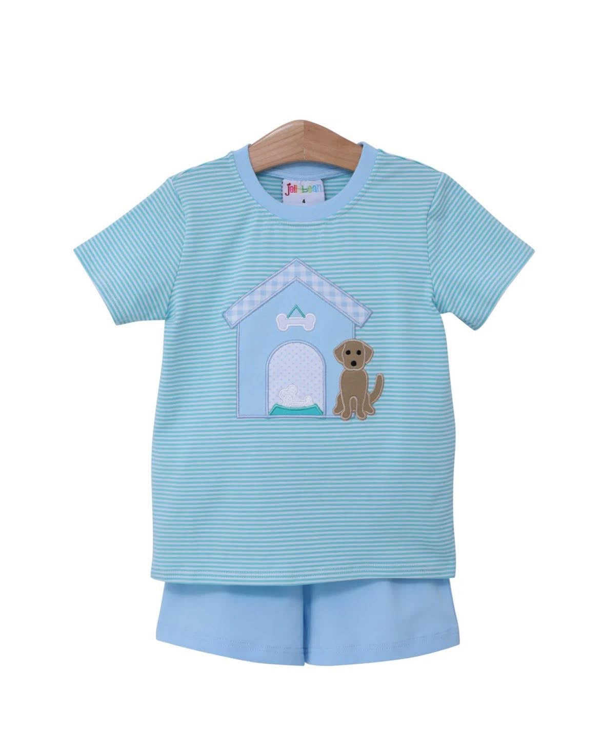 Boys Dog House Appliqué Outfit