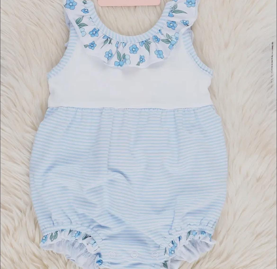 Blue & White Stripe and Floral Bubble