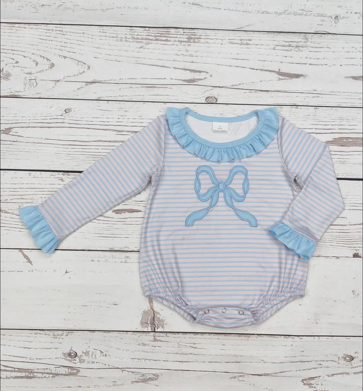 Blue Bow Long Sleeve Bubbles