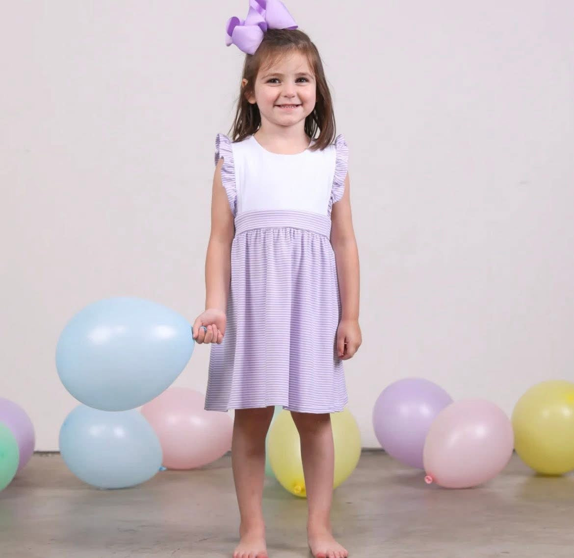 Jellybean Sophia Dress- Lavender Stripe