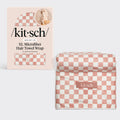 Extra Large Quick-Dry Hair Towel Wrap- Terracotta Checker