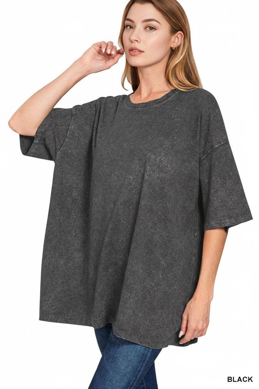 Acid Wash Oversized Cotton Tee - Zenana