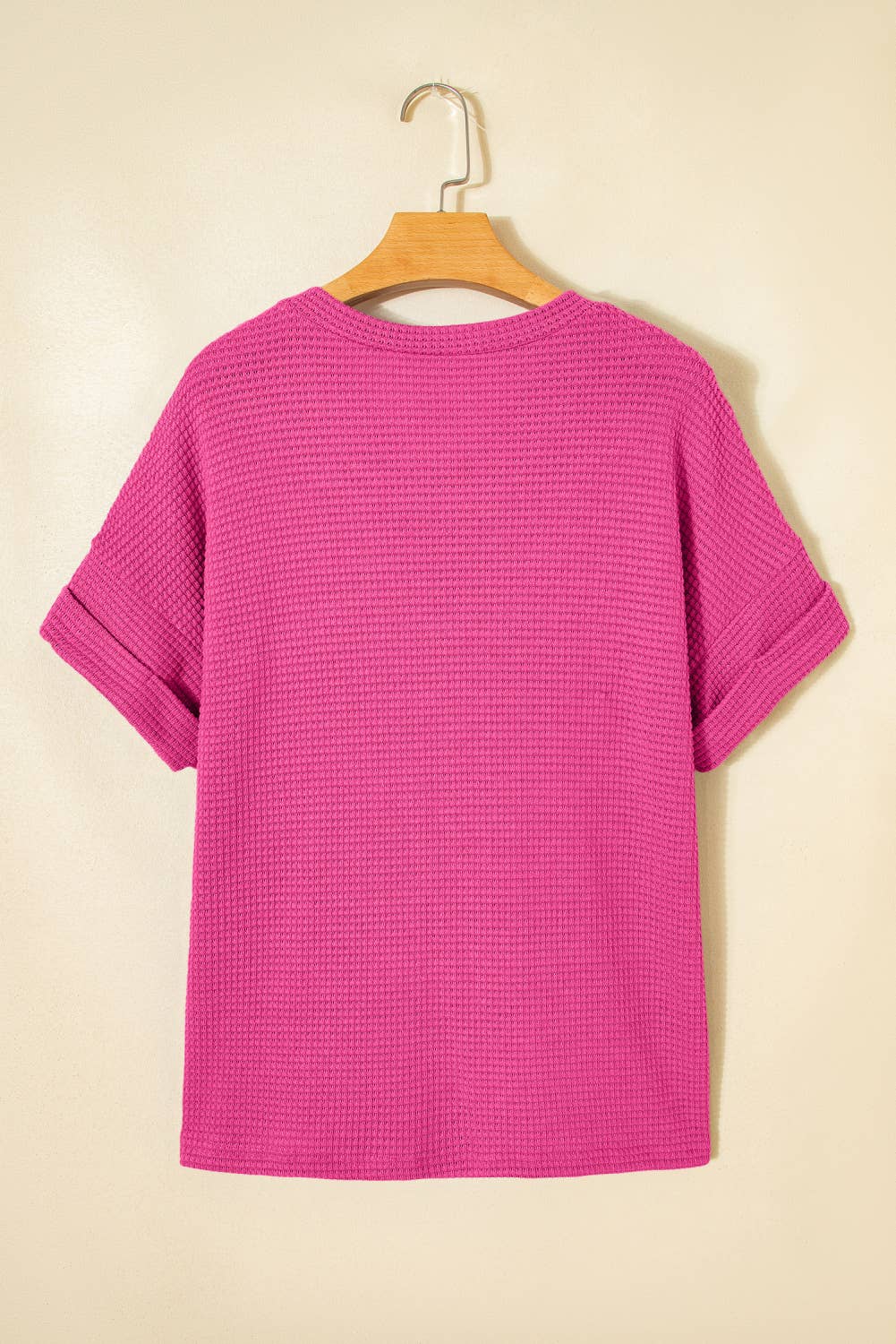 Plus Size Waffle V Neck Short Sleeve Knit Top (S-4X)
