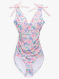 Women's Bow Blooms Bow V-Neck One Piece Swimsuit