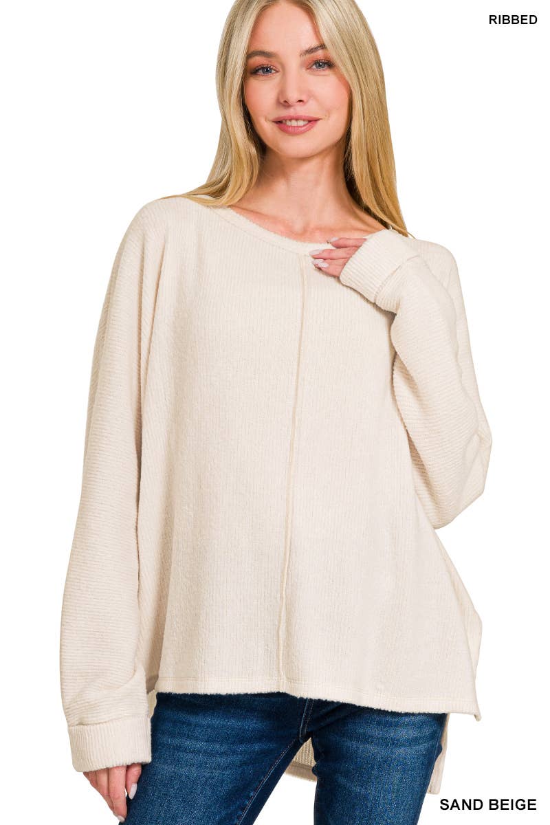 Brushed Melange Hacci Dolman Sleeve Sweater