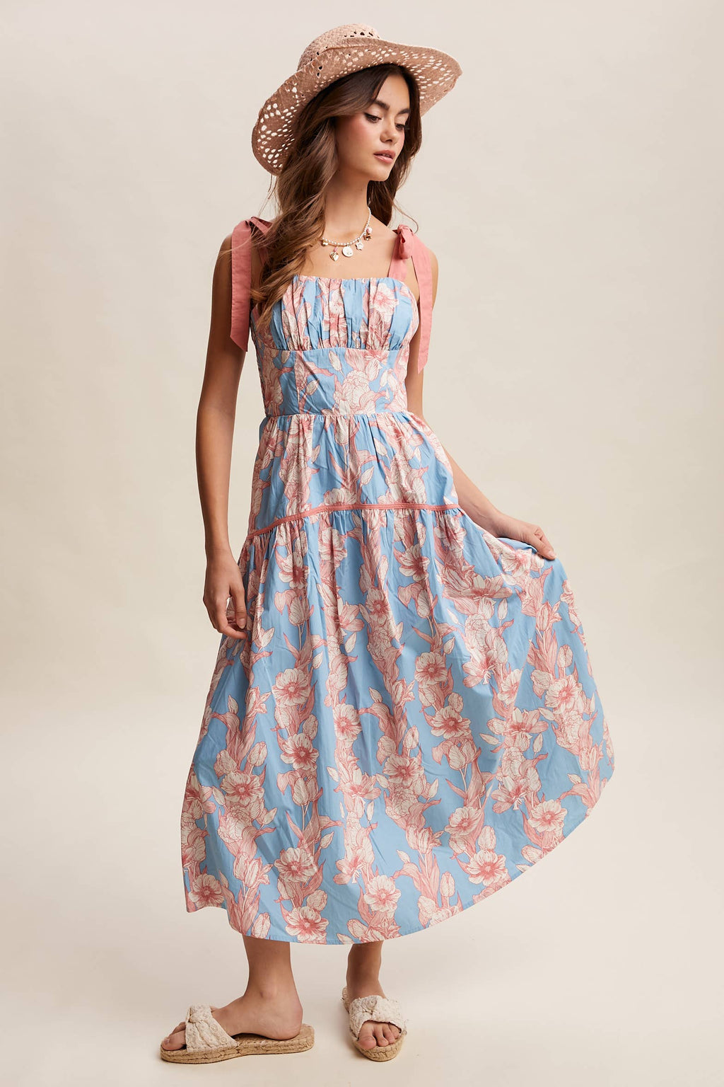 Floral Tie-Shoulder Sundress LD1552
