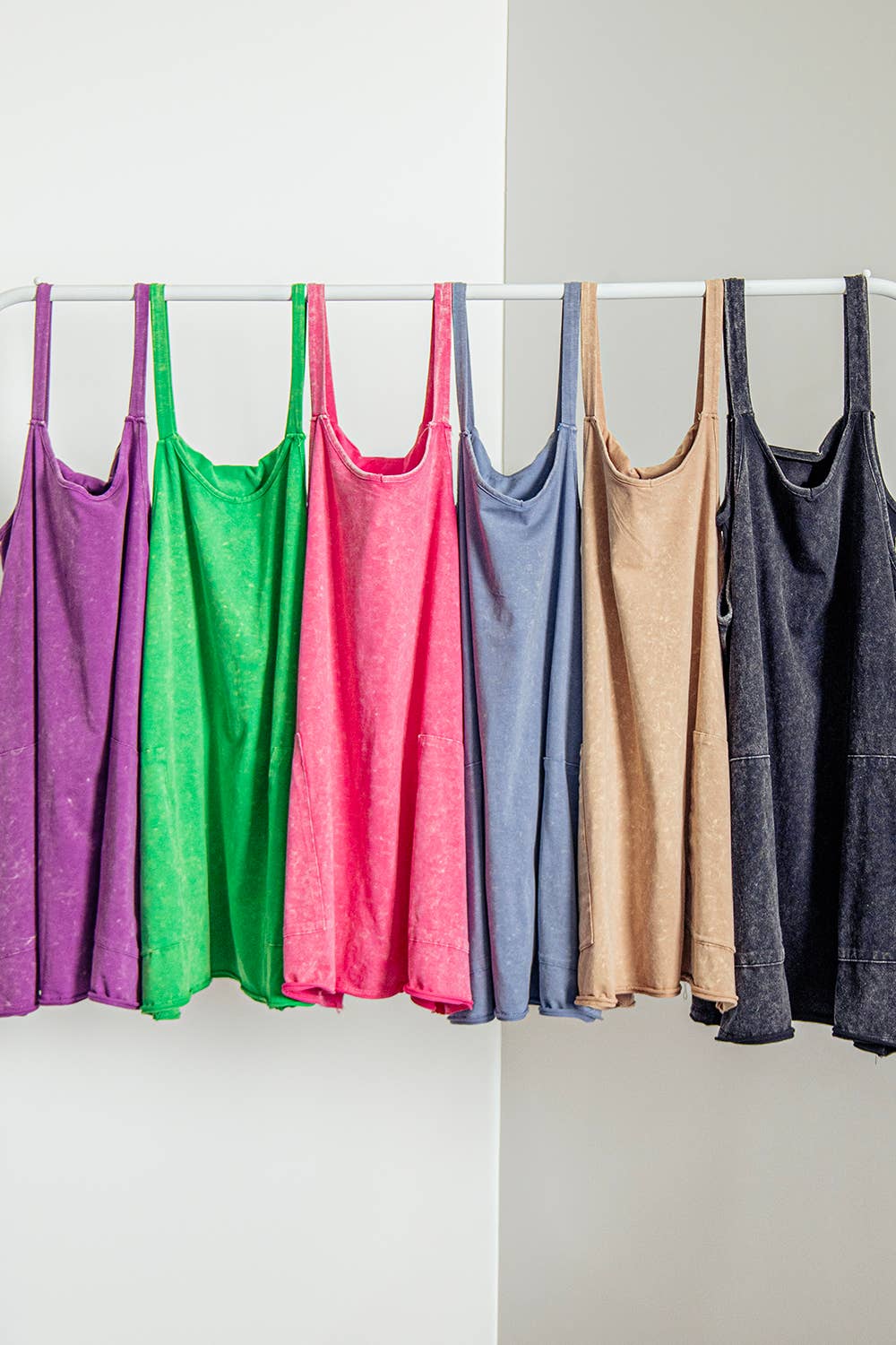 Mineral Washed Knit Mini Dress with Shorts Inside 