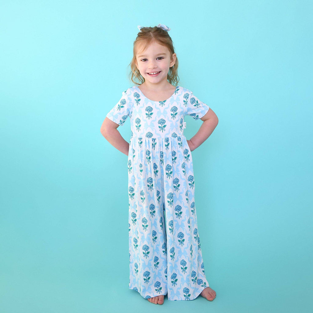 Savannah WIDE LEG ROMPER Bamboo Floral Kids Clothing Outfit