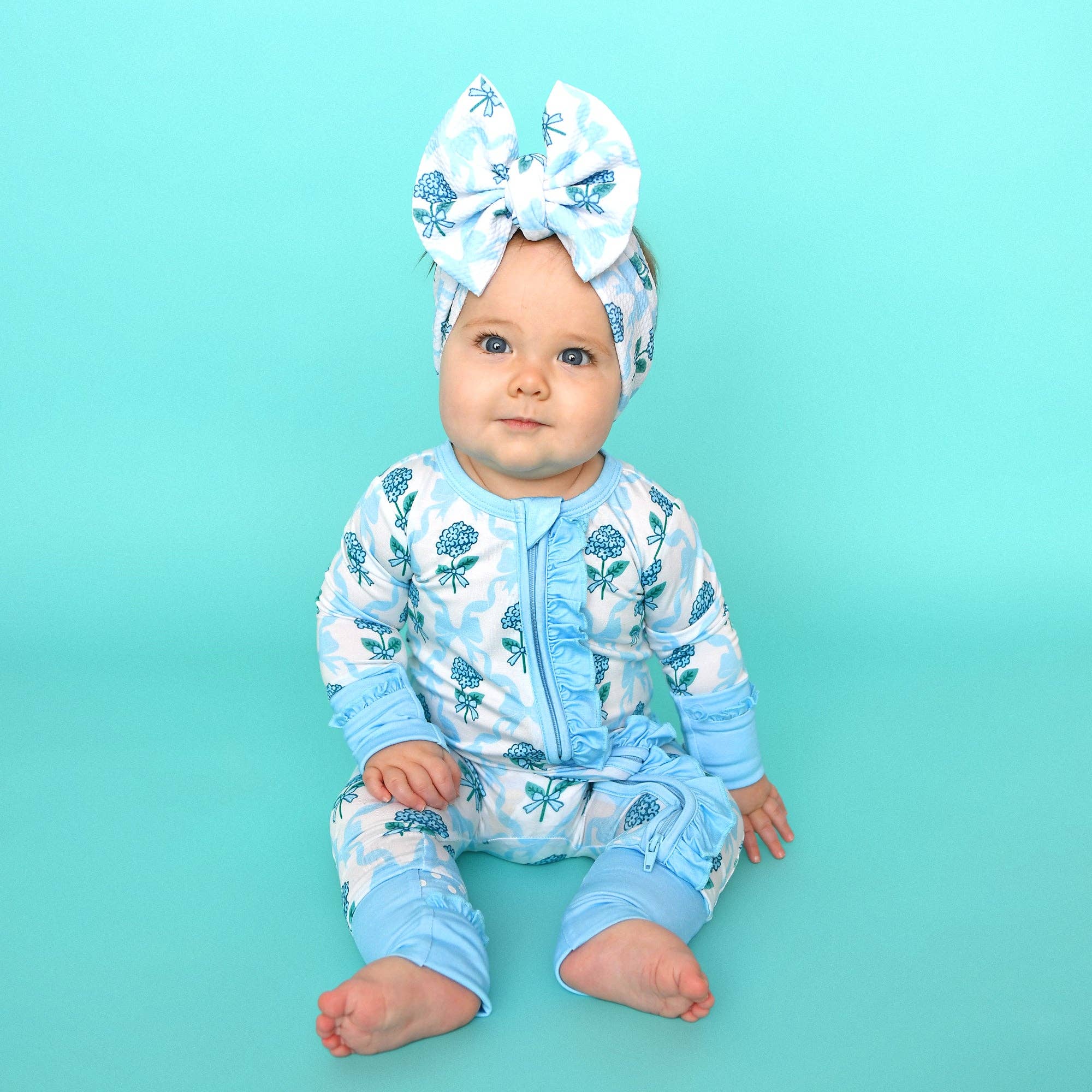 Savannah RUFFLE ZIP Bamboo One Piece Floral Baby Outfit