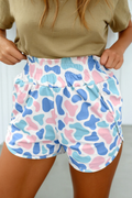 Camouflage Shirred High Waist Athleisure Shorts (S-XL)