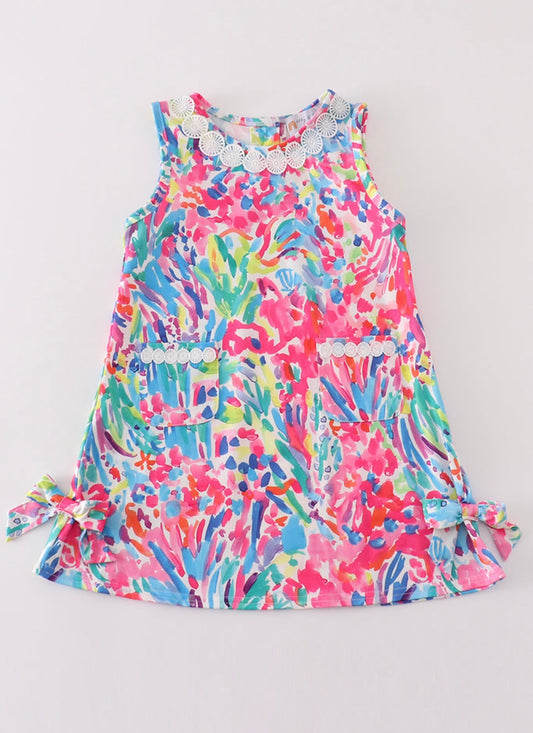 Vibrant Floral Lace Girl Dress