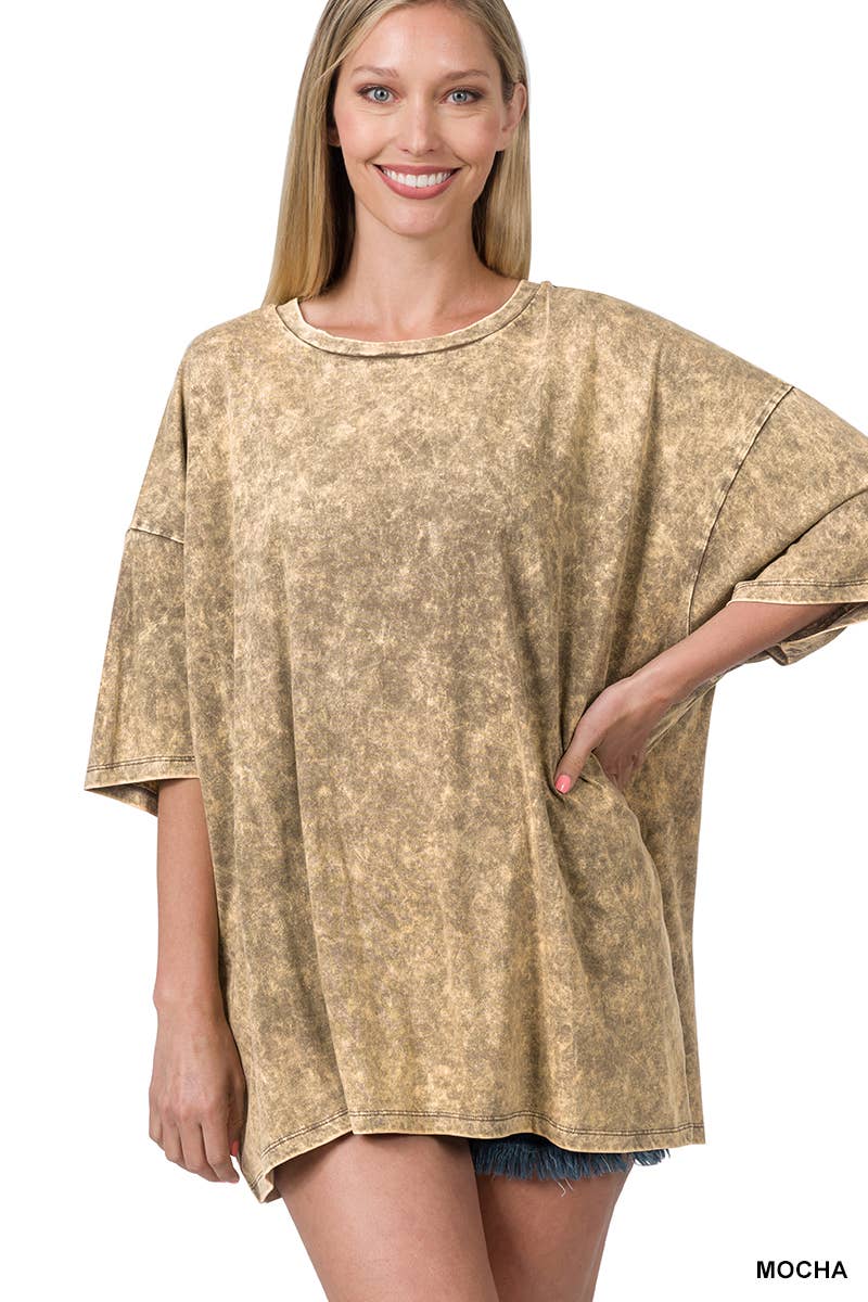 Acid Wash Oversized Cotton Tee - Zenana