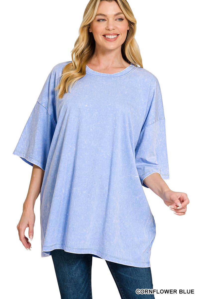 Acid Wash Oversized Cotton Tee - Zenana