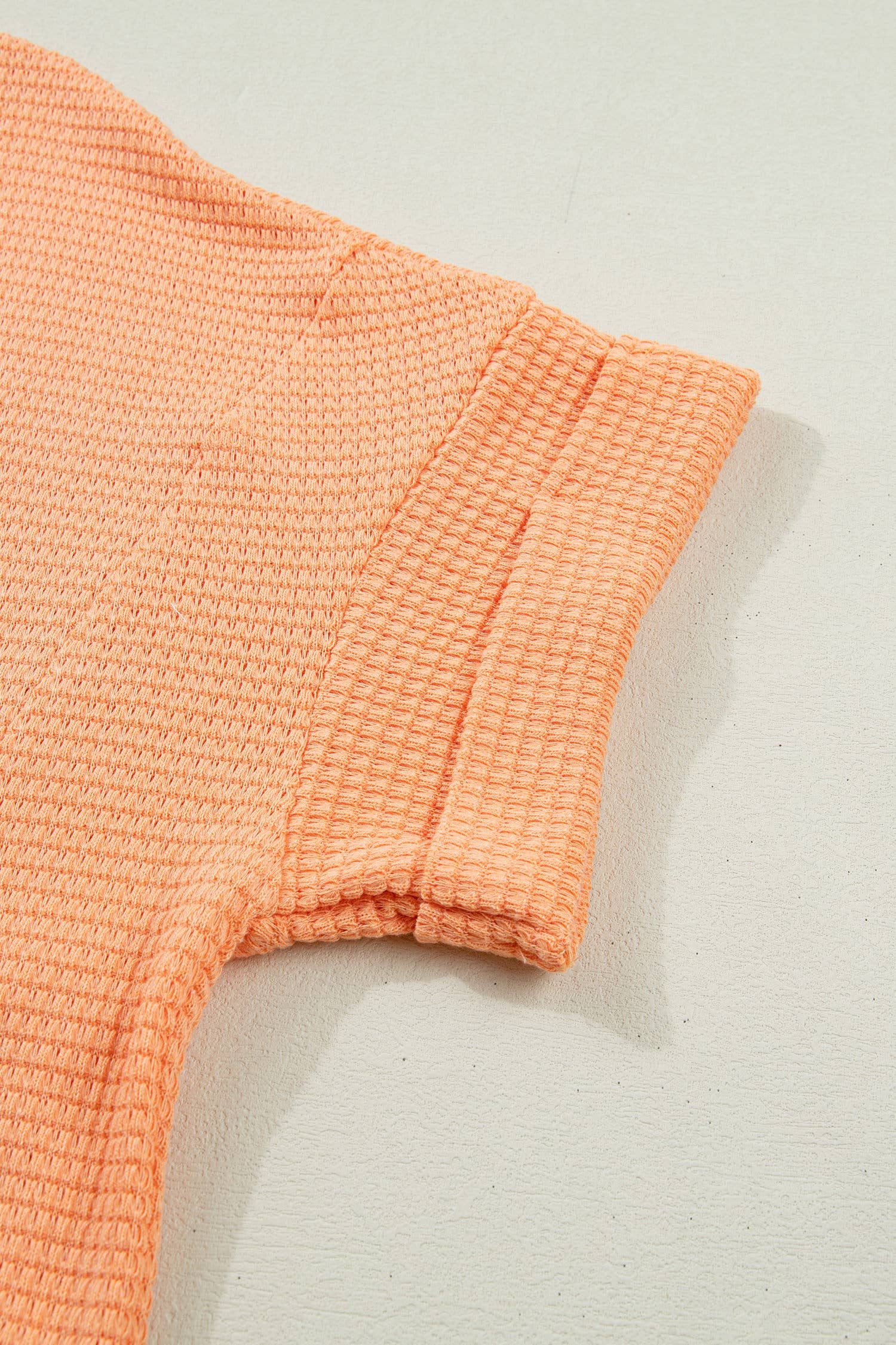 Plus Size Waffle V Neck Short Sleeve Knit Top (S-4X)