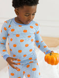 SoftSnooze™ Kids Bamboo Viscose Pumpkin Patch Gingham Long Sleeve Pajama Set