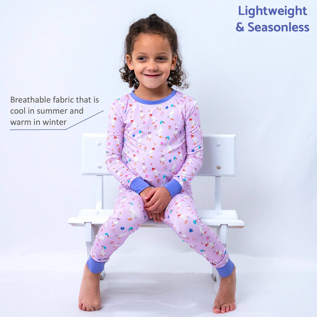 Kids 2-Piece Bamboo Pajama Long Sleeve Set Goose Parade