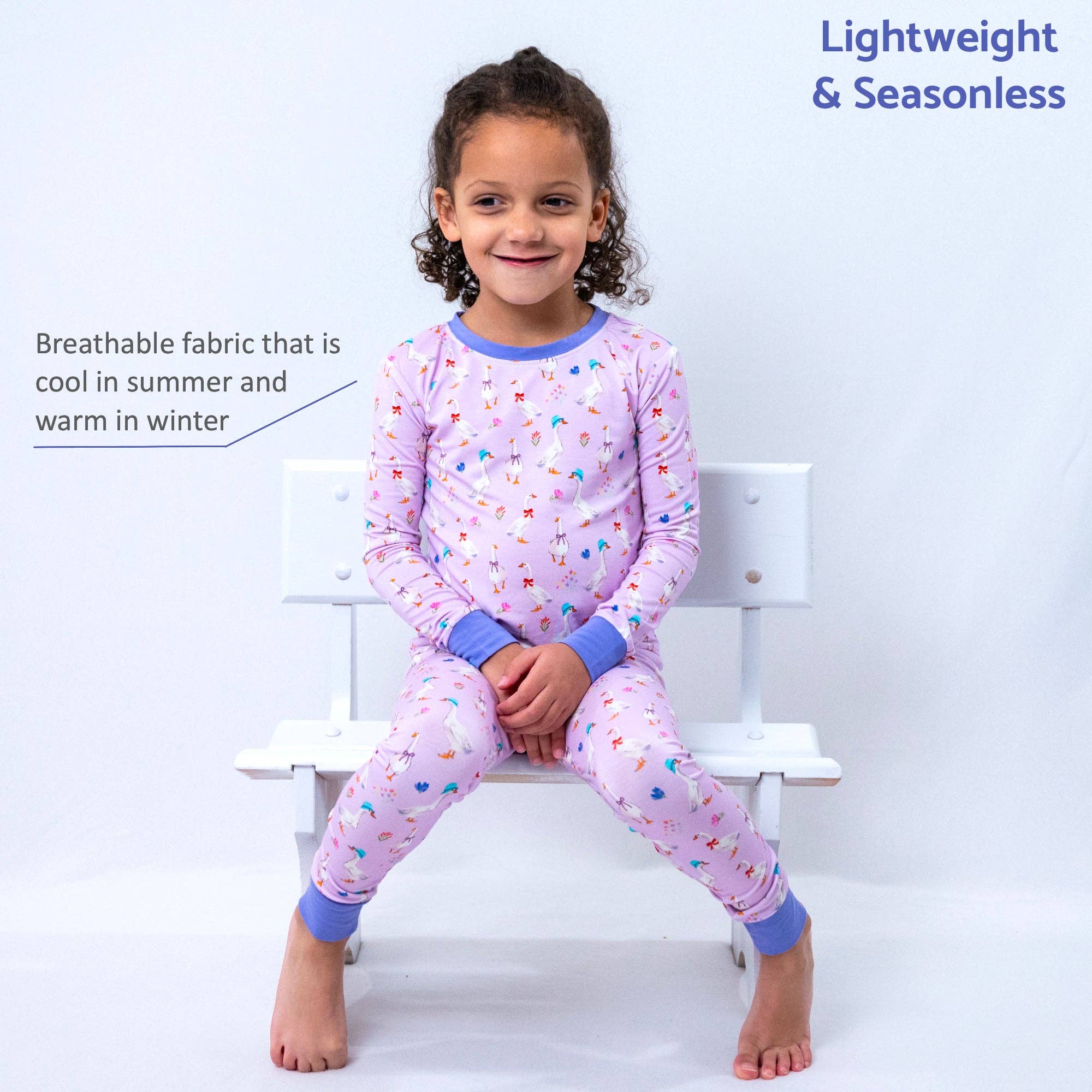 Kids 2-Piece Bamboo Pajama Long Sleeve Set Goose Parade