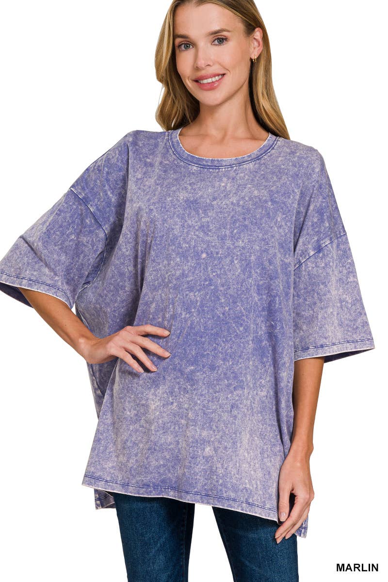 Acid Wash Oversized Cotton Tee - Zenana