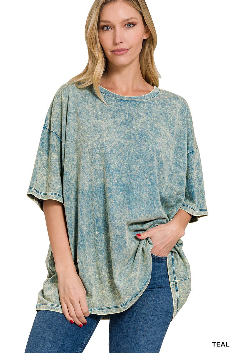 Acid Wash Oversized Cotton Tee - Zenana