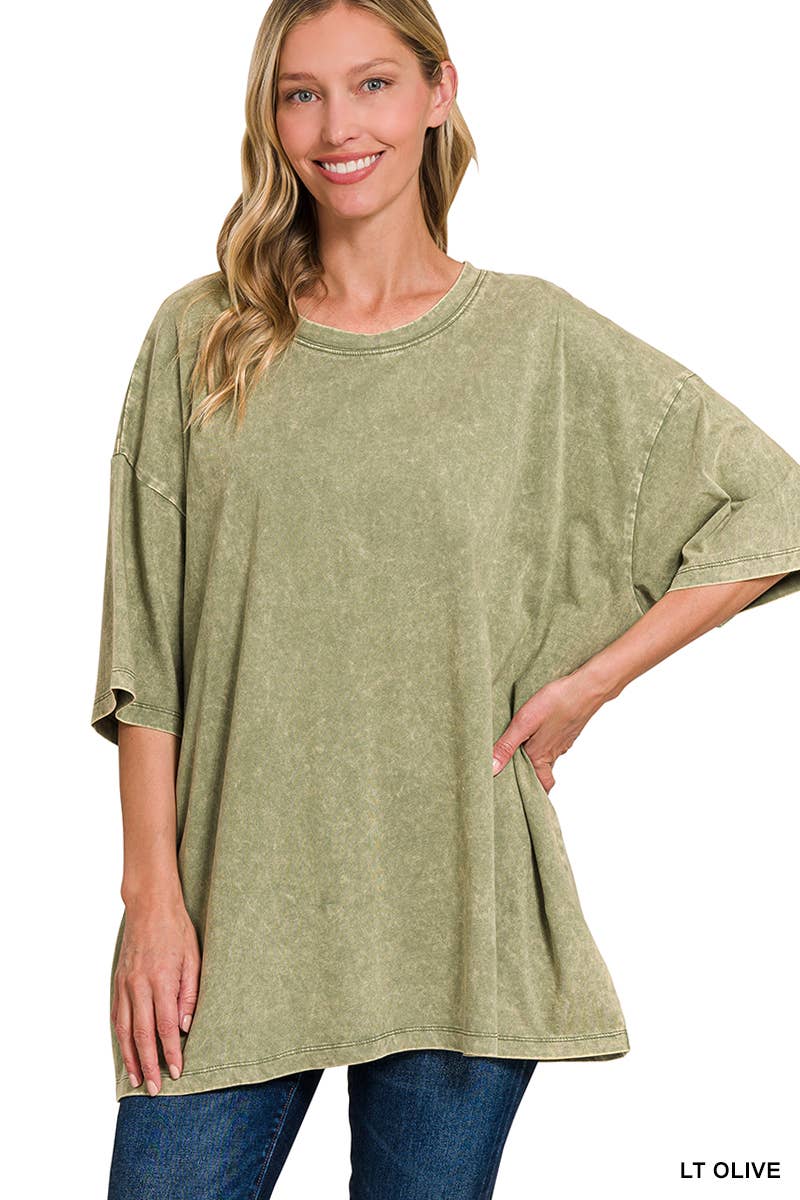 Washed Cotton Oversized Tee Zenana