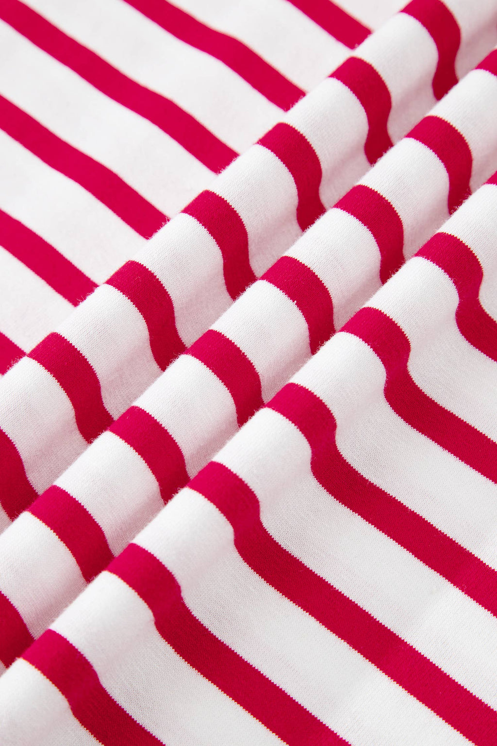 Stripe Scalloped Trim Round Neck T Shirt