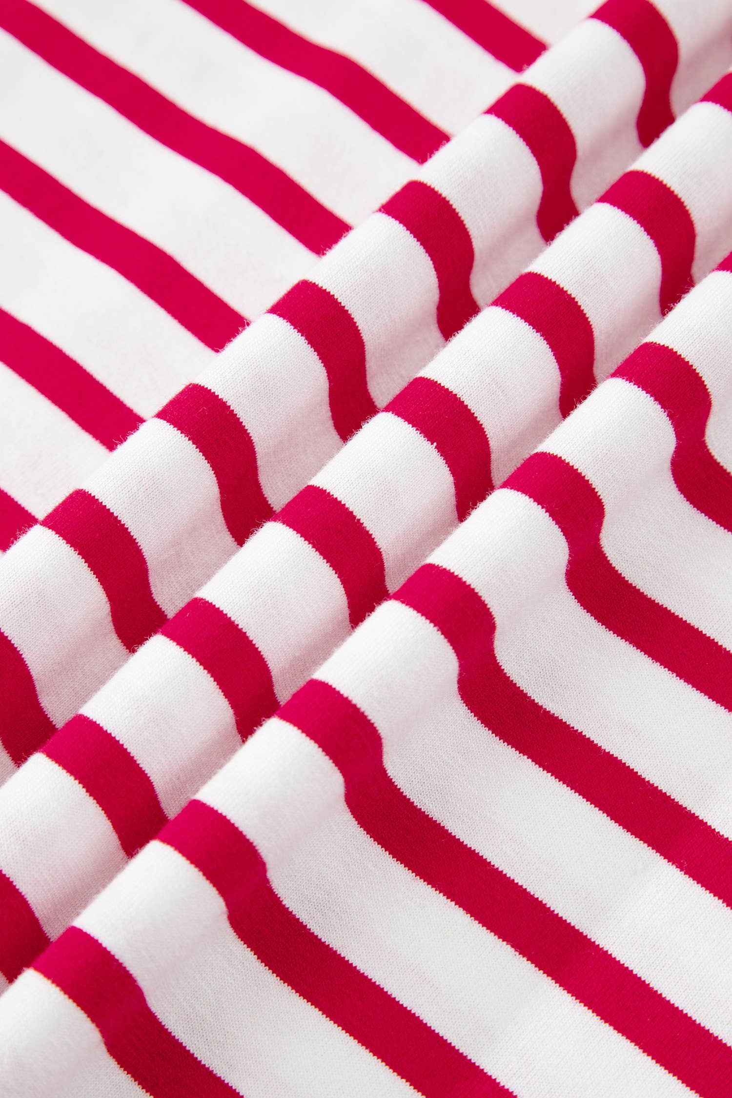 Stripe Scalloped Trim Round Neck T Shirt