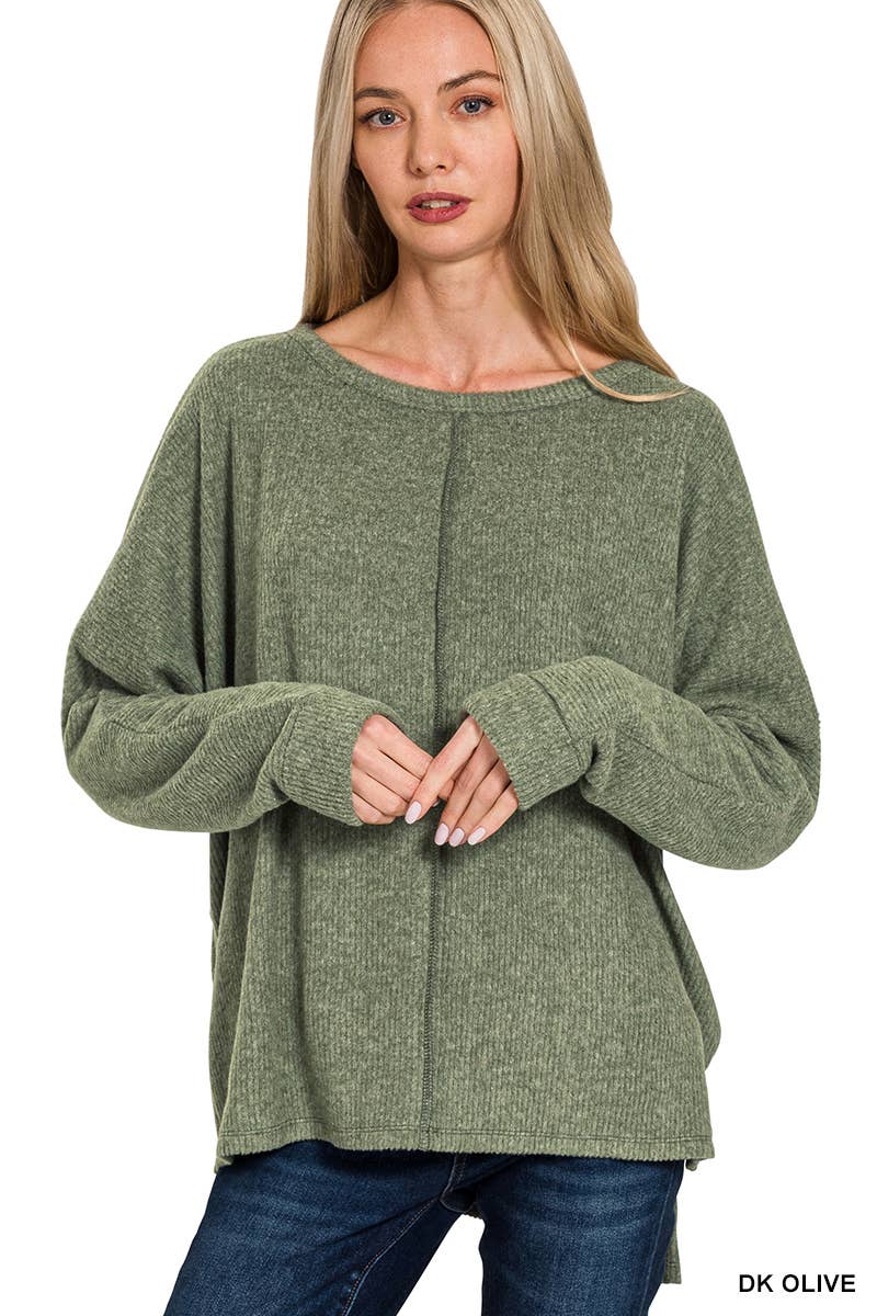 Brushed Melange Hacci Dolman Sleeve Sweater