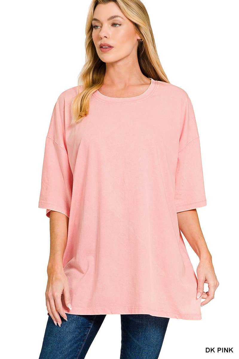 Acid Wash Oversized Cotton Tee - Zenana