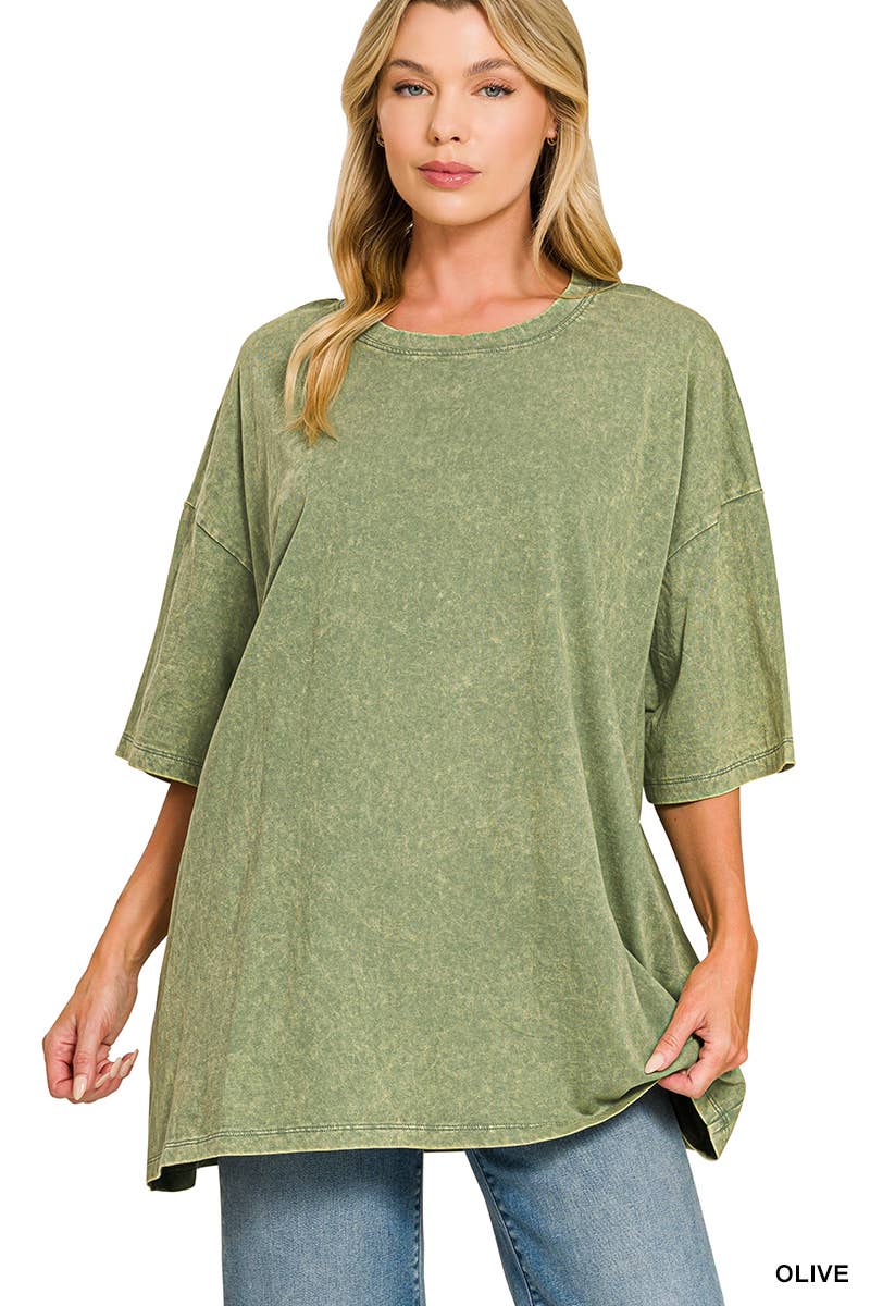 Acid Wash Oversized Cotton Tee - Zenana