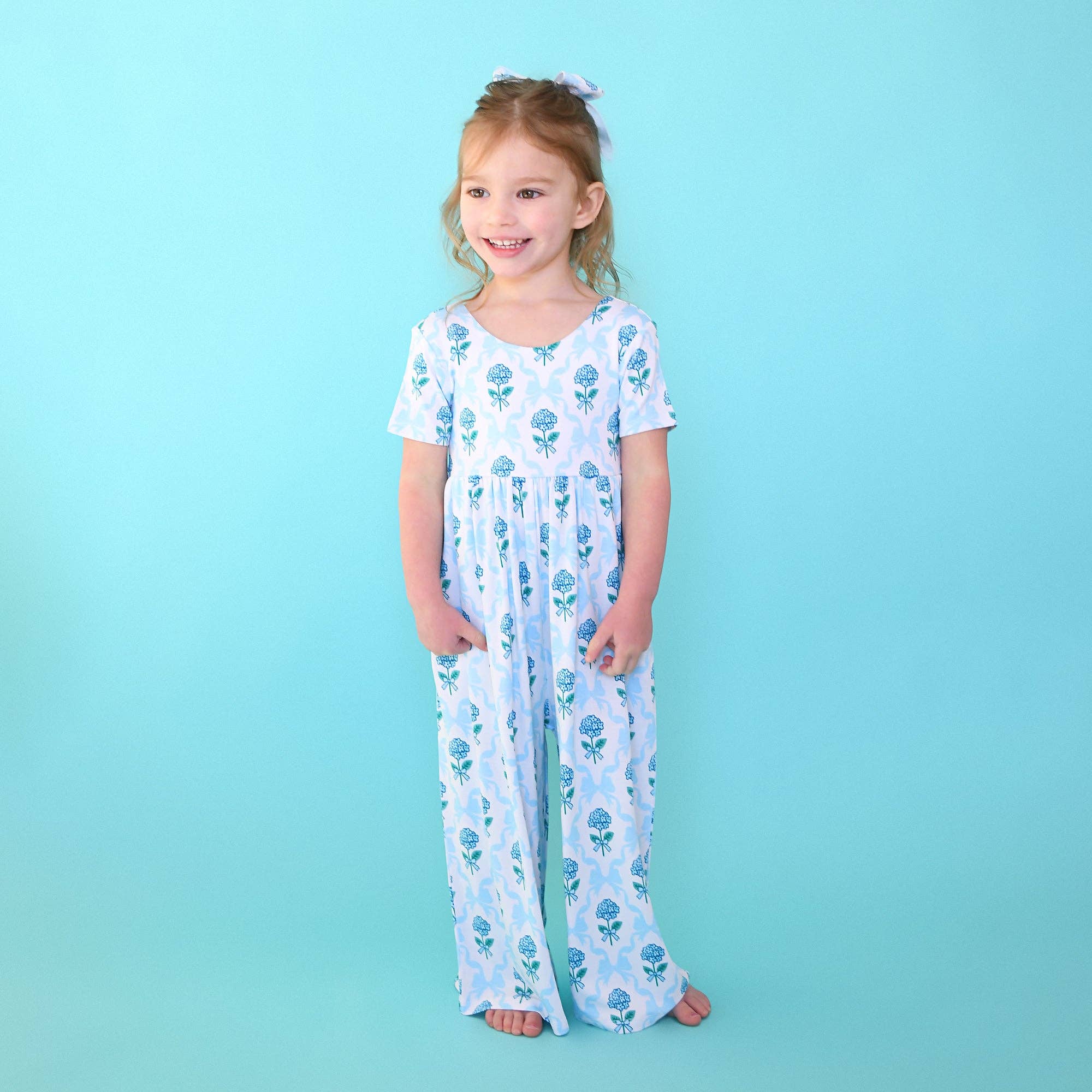 Savannah WIDE LEG ROMPER Bamboo Floral Kids Clothing Outfit
