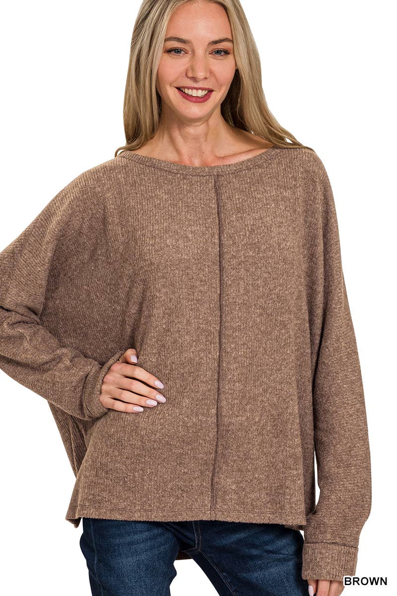 Brushed Melange Hacci Dolman Sleeve Sweater
