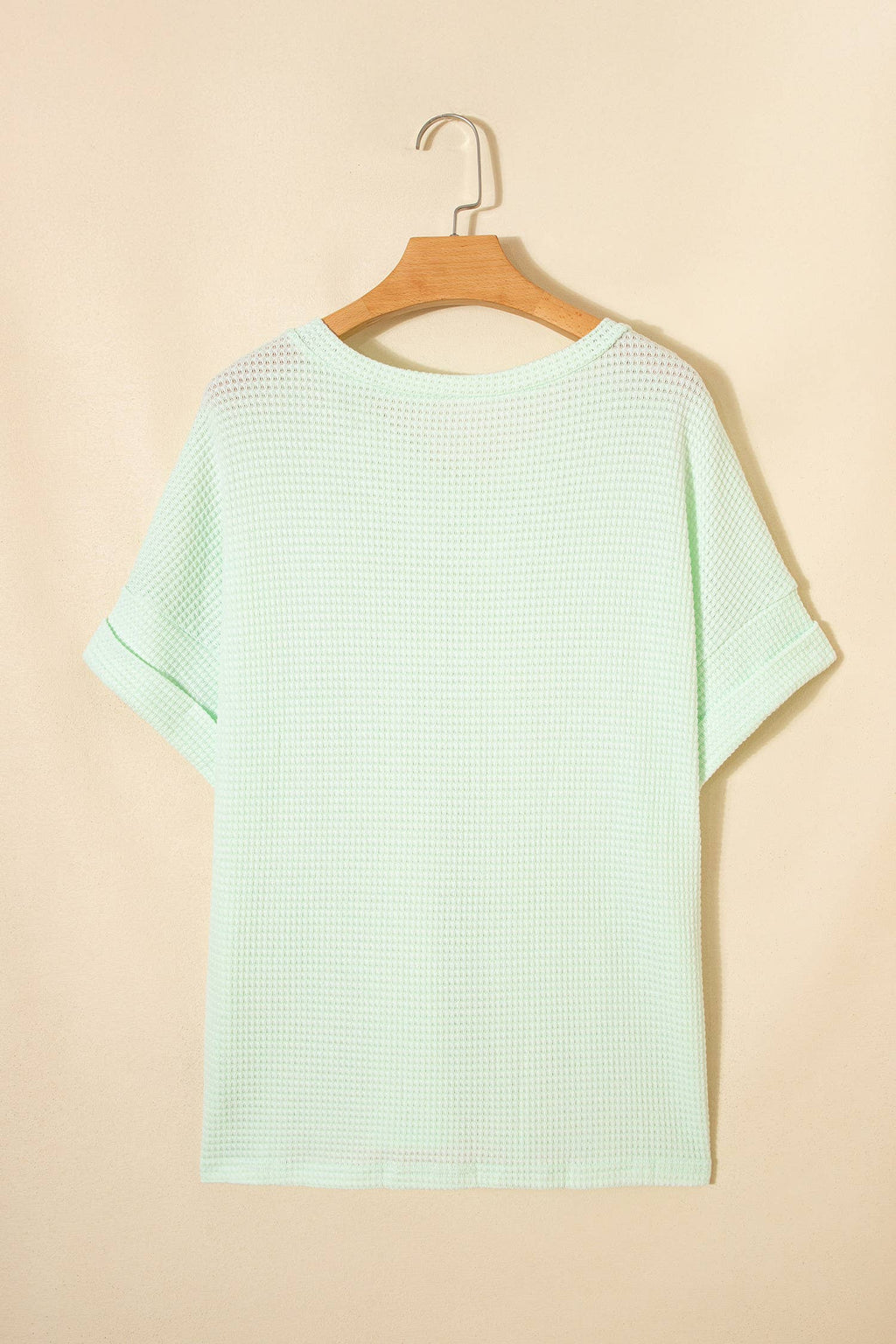 Plus Size Waffle V Neck Short Sleeve Knit Top (S-4X)