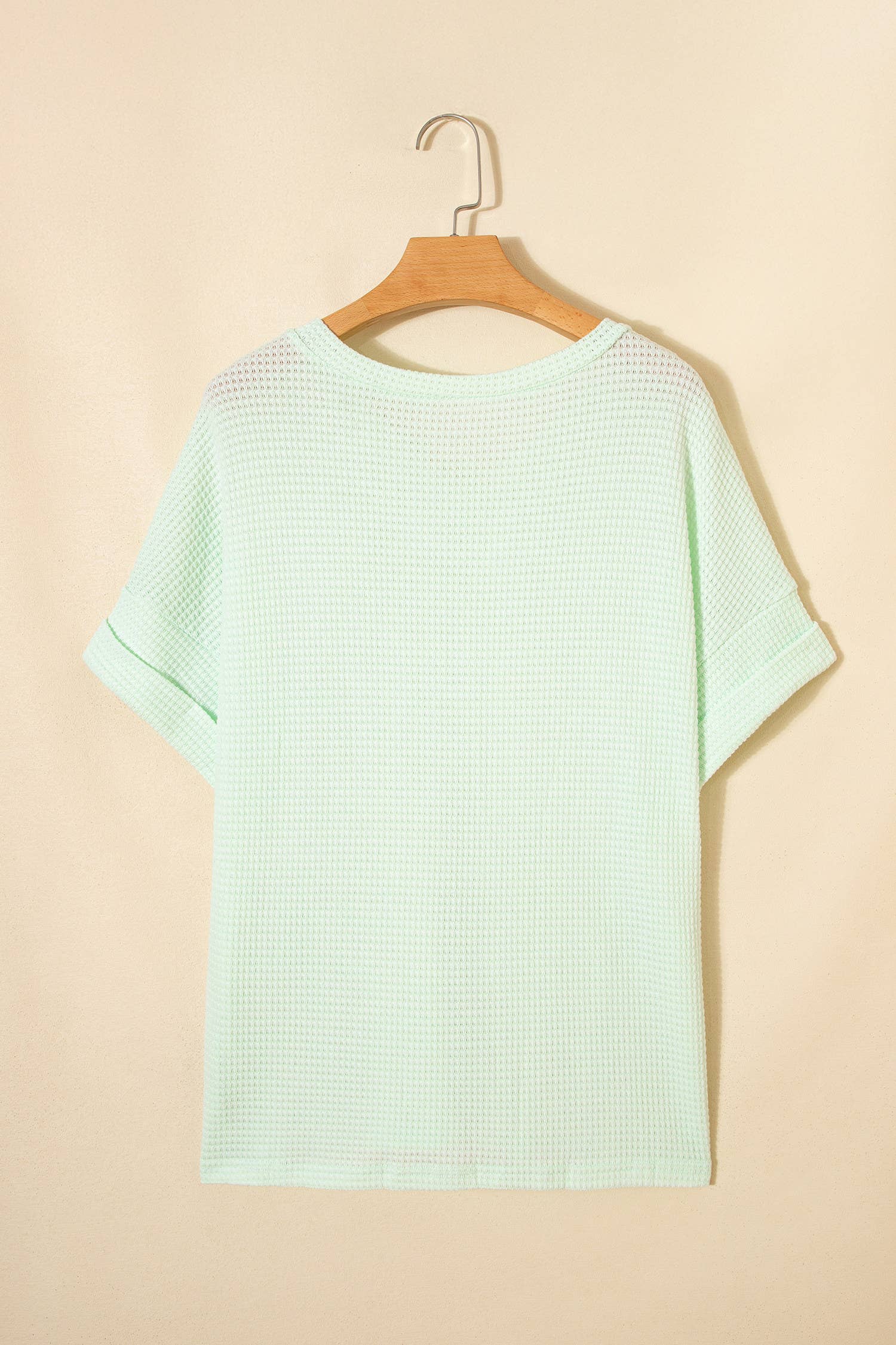 Plus Size Waffle V Neck Short Sleeve Knit Top (S-4X)