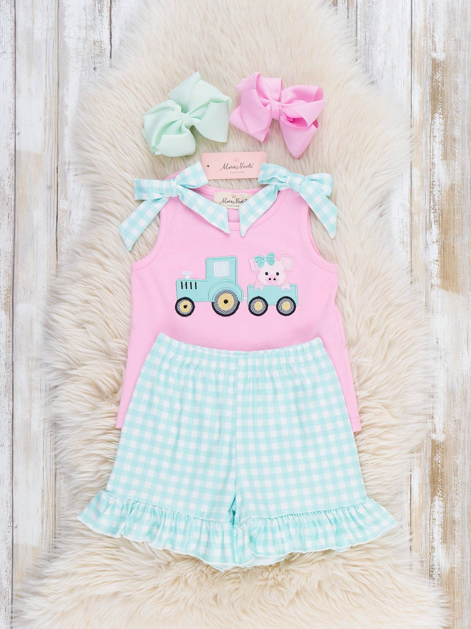 Tractor Tots Embroidered Ruffle Outfit