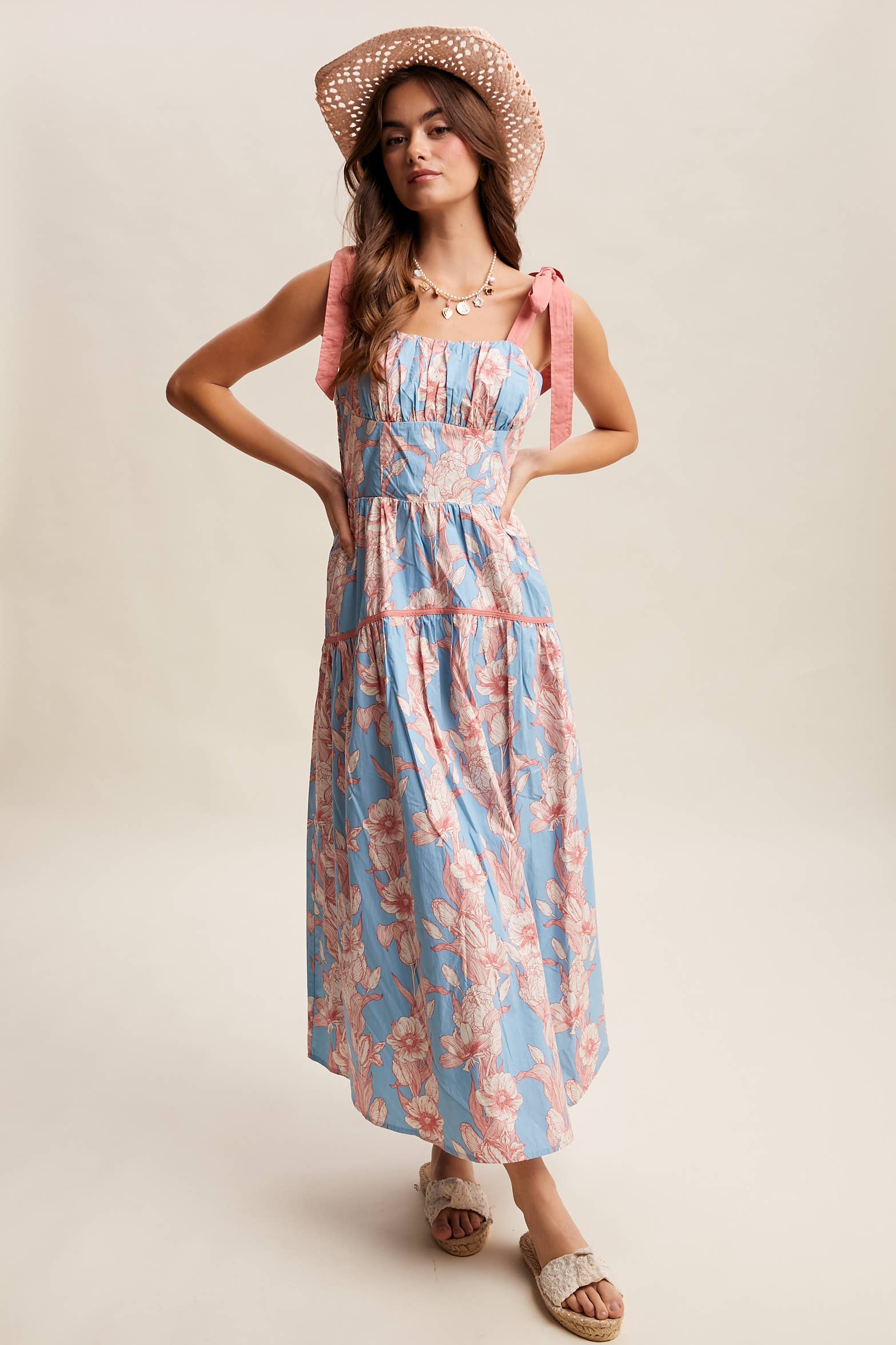 Floral Tie-Shoulder Sundress LD1552