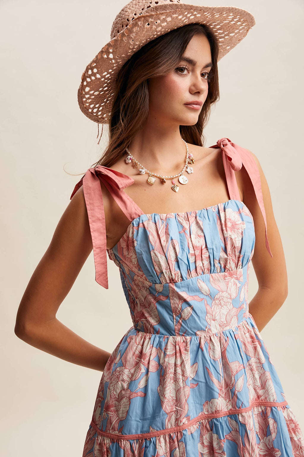 Floral Tie-Shoulder Sundress LD1552