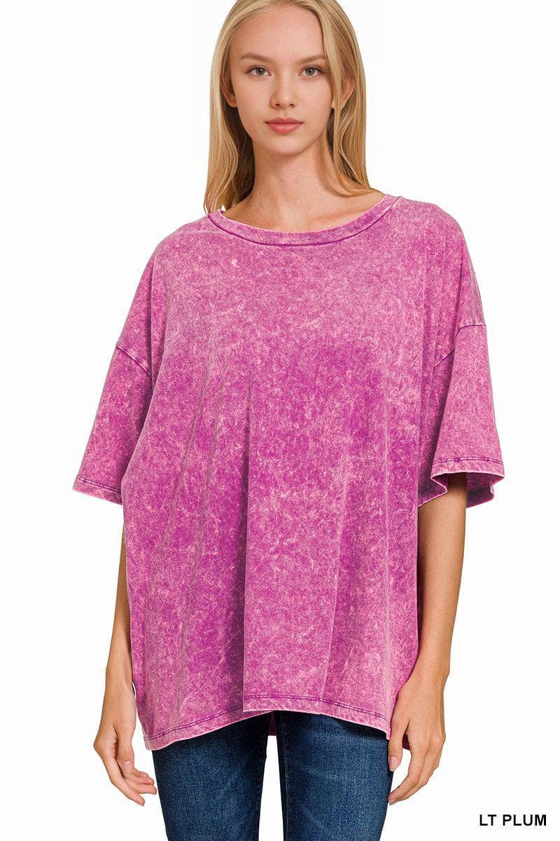 Acid Wash Oversized Cotton Tee - Zenana