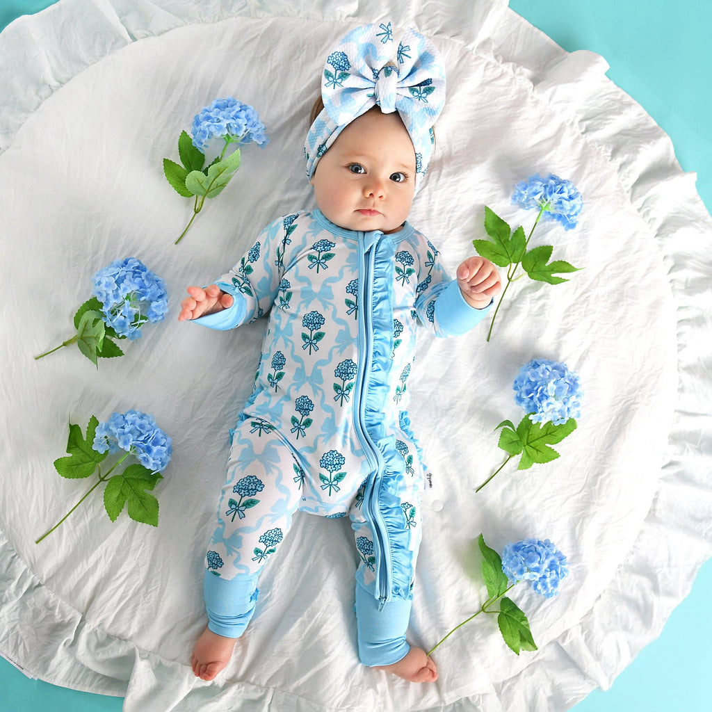Savannah RUFFLE ZIP Bamboo One Piece Floral Baby Outfit