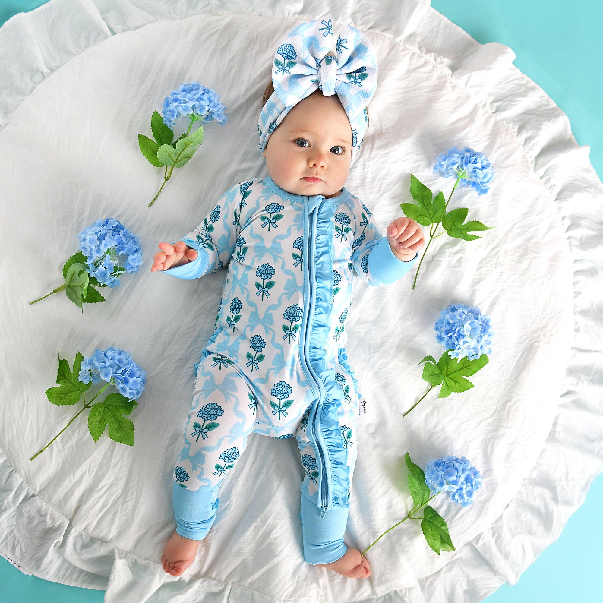 Savannah RUFFLE ZIP Bamboo One Piece Floral Baby Outfit