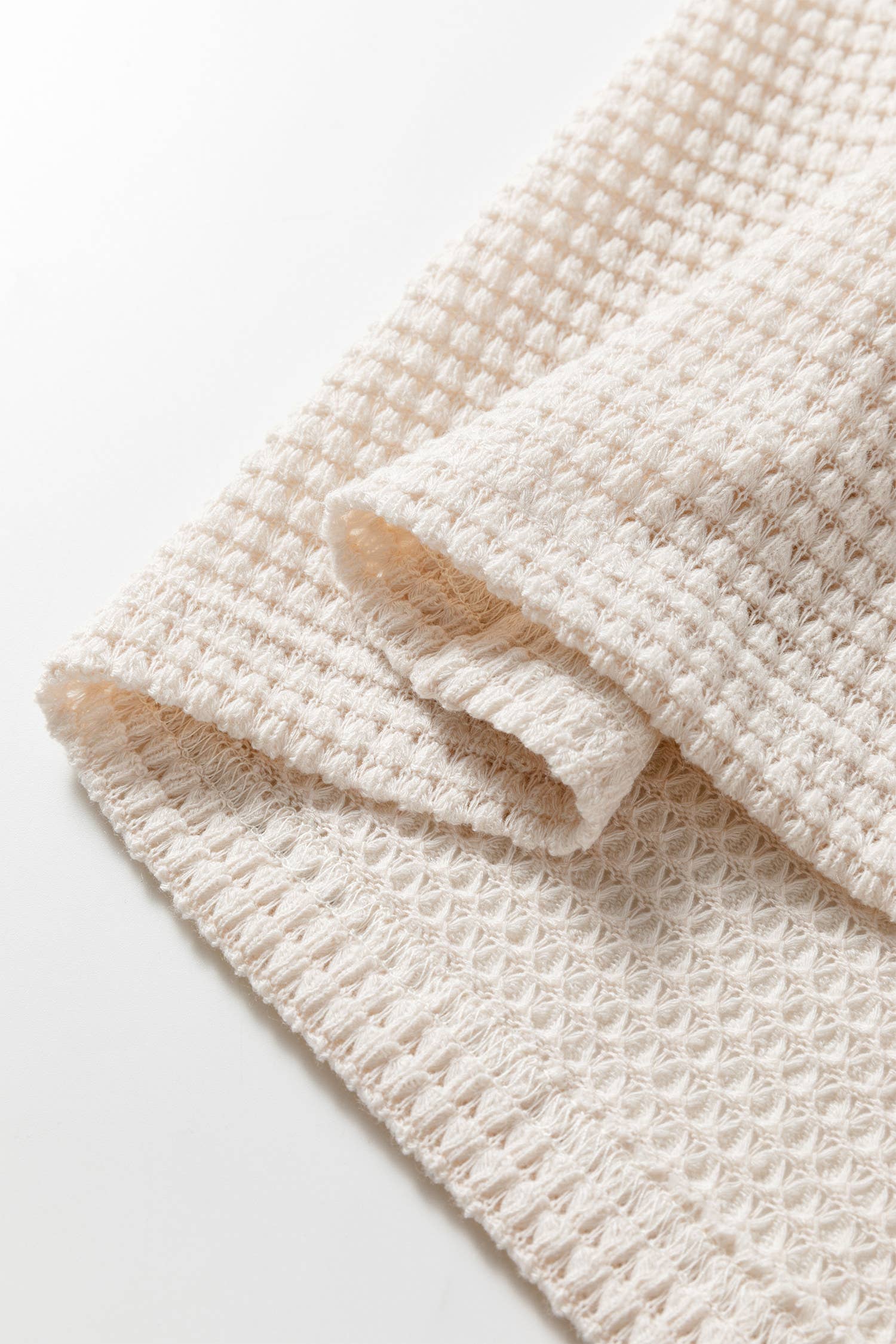 Textured Knit Asymmetric Shoulder Long Sleeve Top (S-XL)