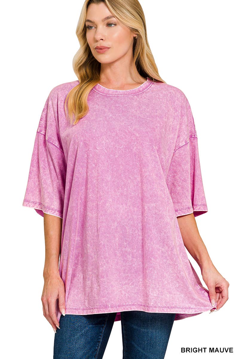 Acid Wash Oversized Cotton Tee - Zenana