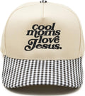 2 Tone Cap: Cool Moms Love Jesus - Gingham Print Beige/Black