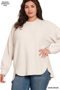 SI-25395 Plus Brushed Melange Hacci Oversized 7 Button Henle Zenana